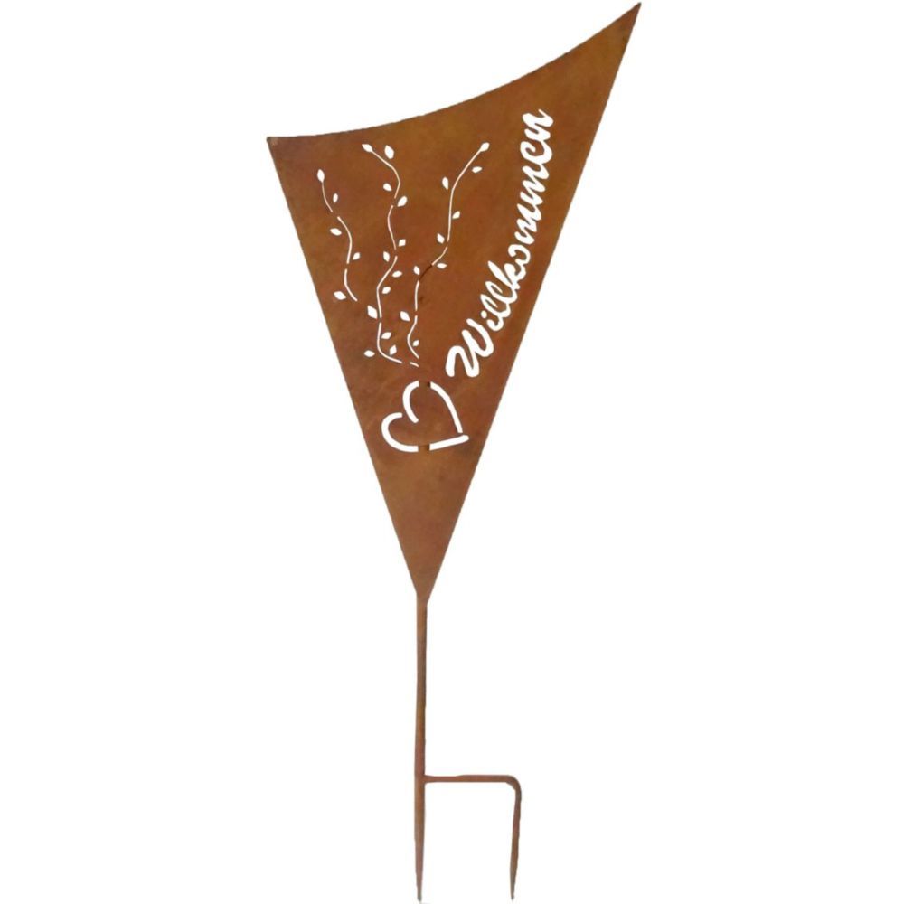 Garden Pleasure Gartenstecker WILLKOMMEN, Stahl Rost-Optik