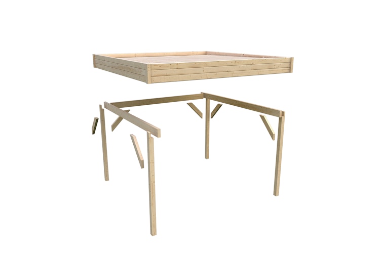 Karibu Pavillon Cubus halb mit Flachdach