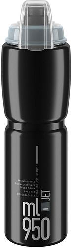 Elite Trinkflasche Jet Plus 950 ml schwarz schwarz / grau mit Schutzkappe
