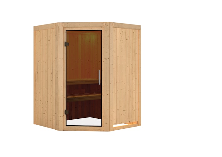 Karibu Sauna Nanja - 68 mm Systemsauna - 230 Volt Plug & Play inkl. gratis Sauna-Zubehörset im Wert von 234,94 €