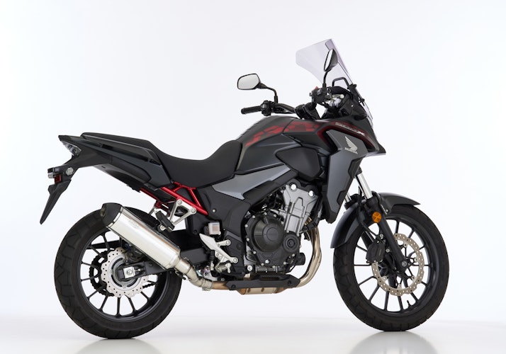 SHARK SLIP-ON Aluminium poliert/Endkappe Edelstahl schwarz matt beschichtet silber DSX-5 für HONDA CB500F,CB500X,CBR500R EURO3  