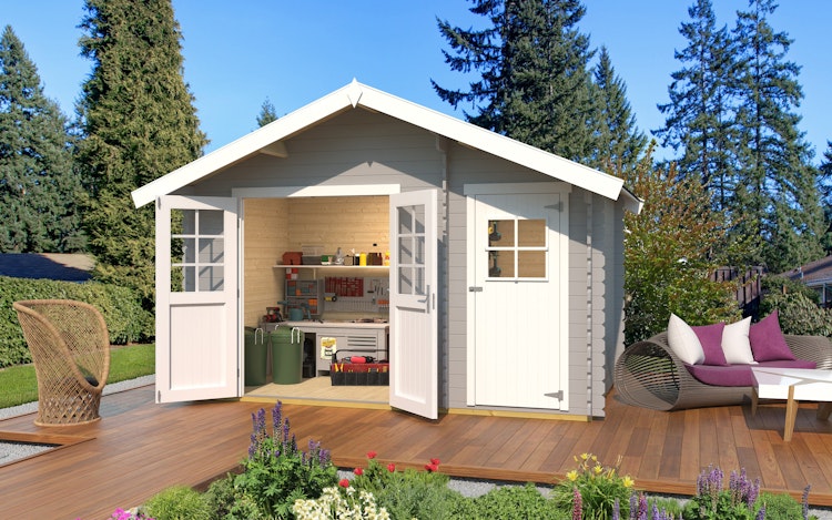 Weka Gartenhaus 253 hellgrau/weiß - 28 mm