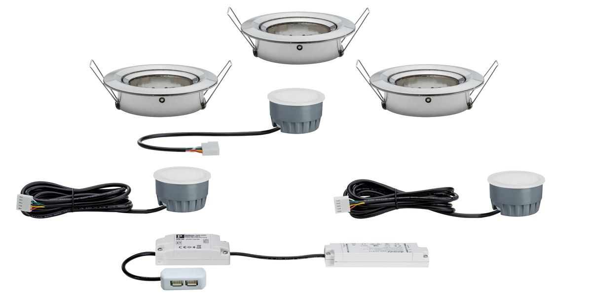 Paulmann Einbauleuchte Smart Coin LED 3x2 W Eisen Set mit Farblichtsteuerung, Dimm- und Schwenkfunktion