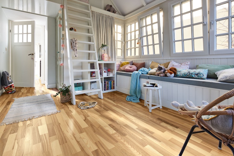 MEISTER Parkettboden MeisterParkett. longlife PC 200 2400 x 200 x 13 mm 9047 Esche lebhaft pure gebürstet ultramattlackiert