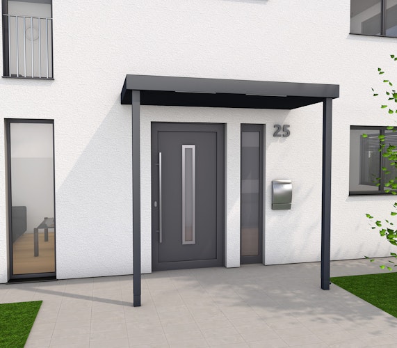 Gutta Rechteckvordach BS Plus XL 160 Sondermaß mit Pfosten (neues Modell)