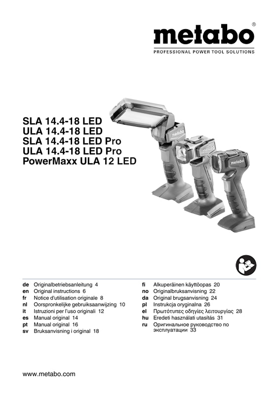 Bedienungsanleitung fÃ¼r Metabo Akku-Handlampe PowerMaxx ULA 12 LED
