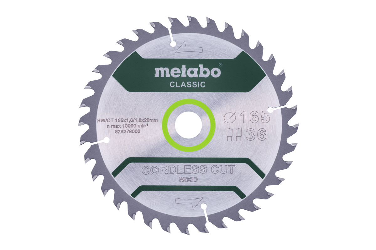 Metabo Sägeblatt "cordless cut wood - classic"165x1,6/1,0x20 Z18 WZ 20°