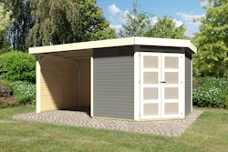 Karibu Gartenhaus Goldendorf 3/5 mit 240 cm Schleppdach + Seiten- und Rückwand - 19 mm