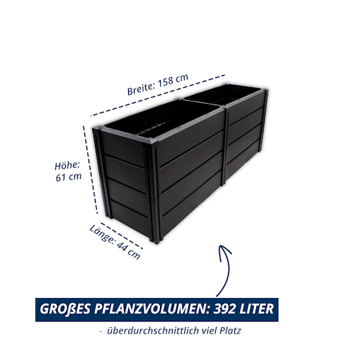 KHW Hochbeet Demeter XL schmal B 158 x T 44 x H 61 cm - 392 l