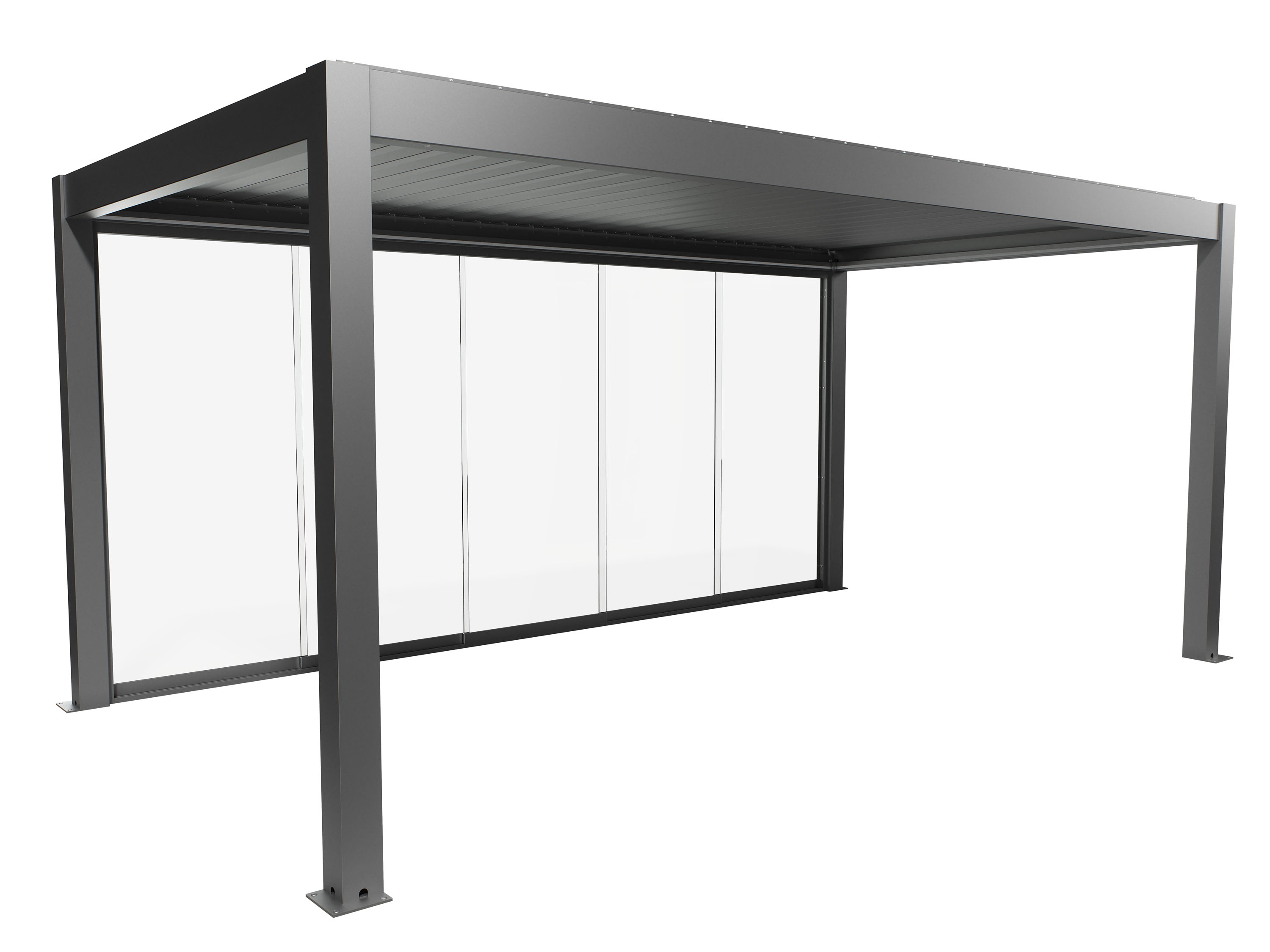 Biohort Glasschiebewand 10 mm ESG Klarglas für Pergola für 5,5 m Seite quarzgrau-metallic