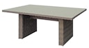 Vorschaubild Garden Pleasure Gartenmöbel Set BORDEAUX I, Tisch 200 x 100 + 4 Sessel, Polyrattan Nelkenbraun / Glasplatte / Kissen 100 % Polyester Dunkelgrau