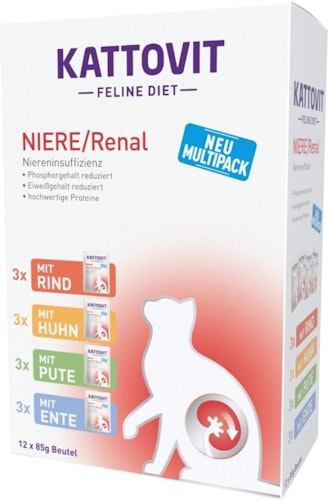 KATTOVIT Niere/Renal Multipack Frischebeutel 12 x 85 Gramm Katzenspezialfutter