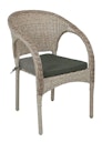 Vorschaubild Garden Pleasure Gartenmöbel Set BASTIA, Tisch Ø 100 + 4 Stühle, Polyrattan Ingwerbraun / Polywood / Kissen 100 % Polyester Anthrazit