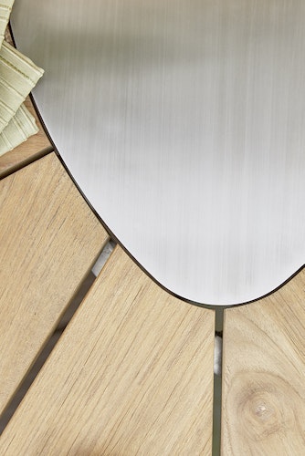 Diamond Garden Tisch LYON 150 cm Triangel, Edelstahl / Recycled Teak