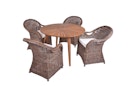 Vorschaubild Garden Pleasure Tischgruppe FREMONT / BREST, Tisch Ø 110 + 4 Sessel, Akazie / Kubu Rattan / Kissen 100 % Polyester