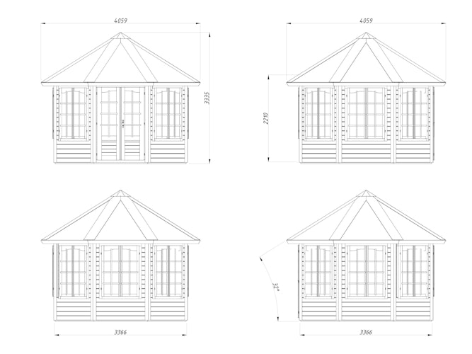 Palmako Pavillon Veronica 7 9,2 m² - 34 mm