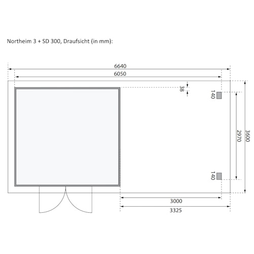 Karibu Woodfeeling Gartenhaus Northeim 3 inkl. 300 cm Schleppdach/Seiten- und Rückwand