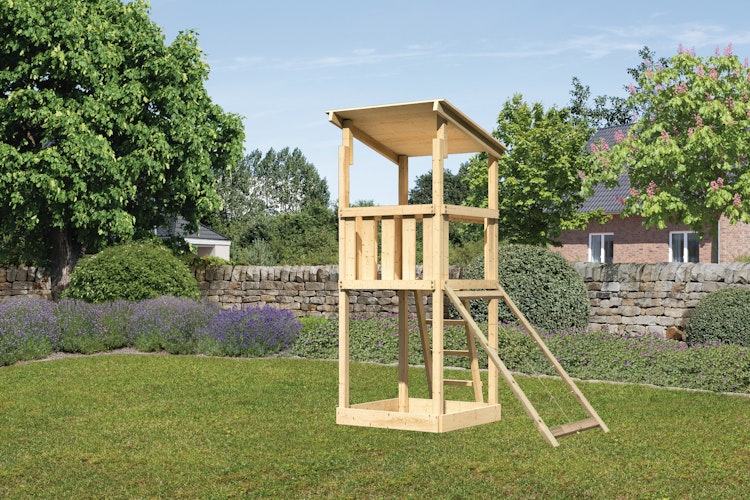 Akubi Kinderspielturm Anna mit Pultdach inkl. Netzrampe