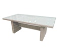 Vorschaubild Garden Pleasure Gartenmöbel Set DIJON / BASTIA, Tisch 200 x 100 + 6 Stapelstühle, Polyrattan Ingwerbraun / Glasplatte / Kissen 100 % Polyester Anthrazit