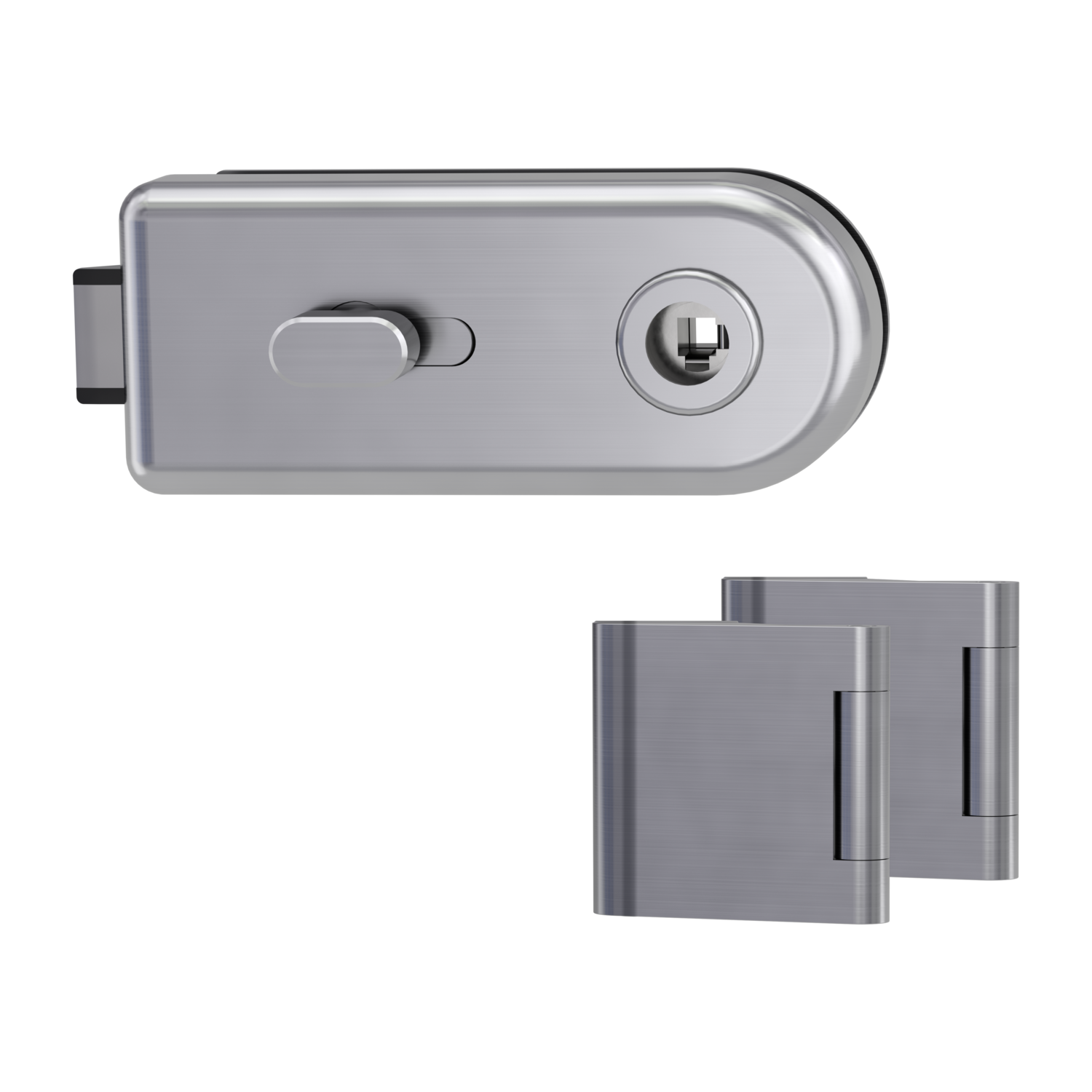 Griffwerk CLASSICO 1.0 -Edelstahl matt Ganzglastürbeschlagset -3-teiliger Bandsatz -ohne Griff -PZ, WC Knaufzylinder Sch...