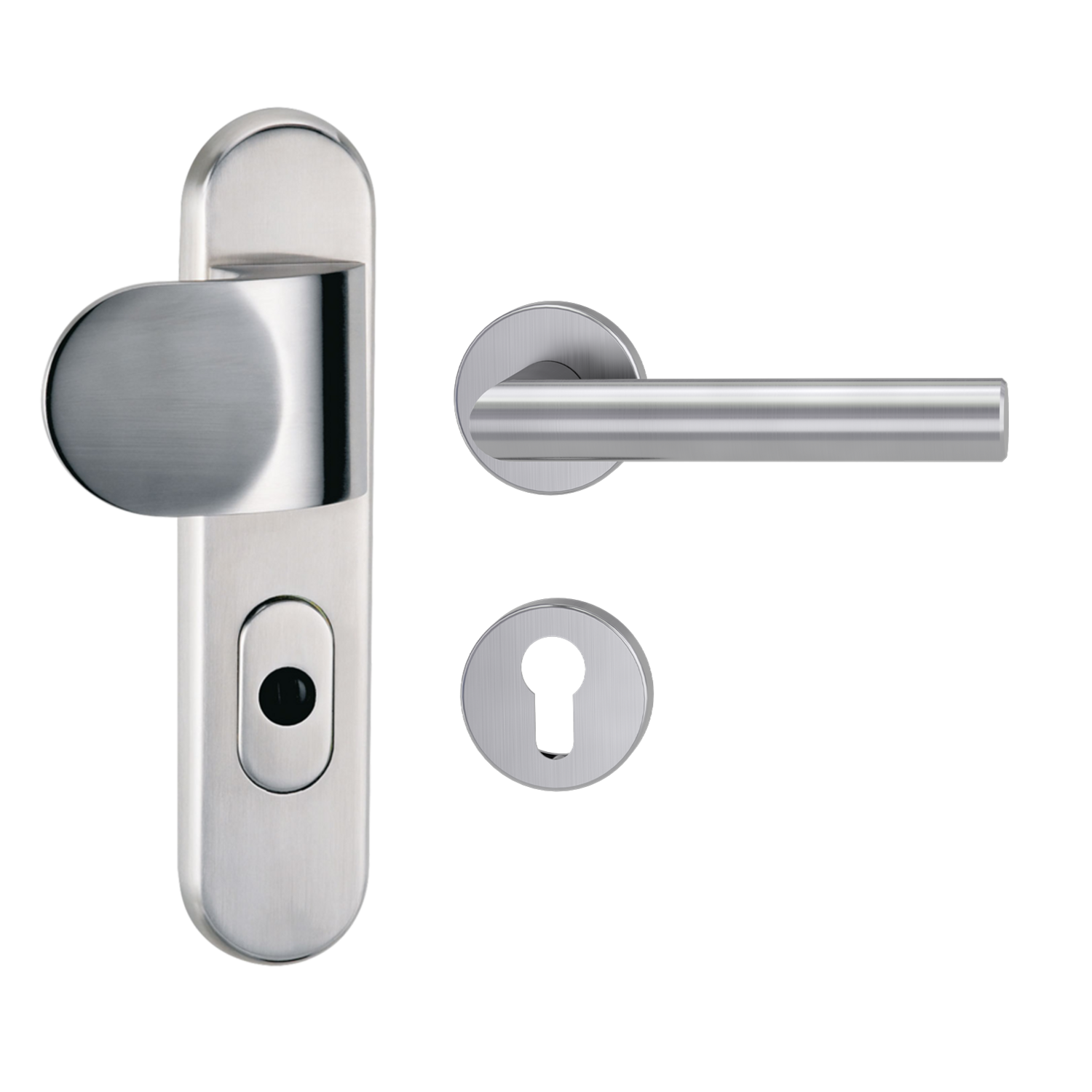 Griffwerk Kombi-Schutzbeschlag TITANO SB_880 mit Griff LUCIA PROF 72mm Zylinderabdeckung Tür 65-70mm LUCIA PROF Edelstah...