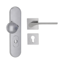 Vorschaubild Griffwerk TITANO Kombi SB_882 ES1 (S2) -Edelstahl matt Kombi-Schutzbeschlag -Knopf/Drücker -mit Griff DESM LEAF LIGHT -SG -eckig -R -ZA, 72mm -TS 38-50