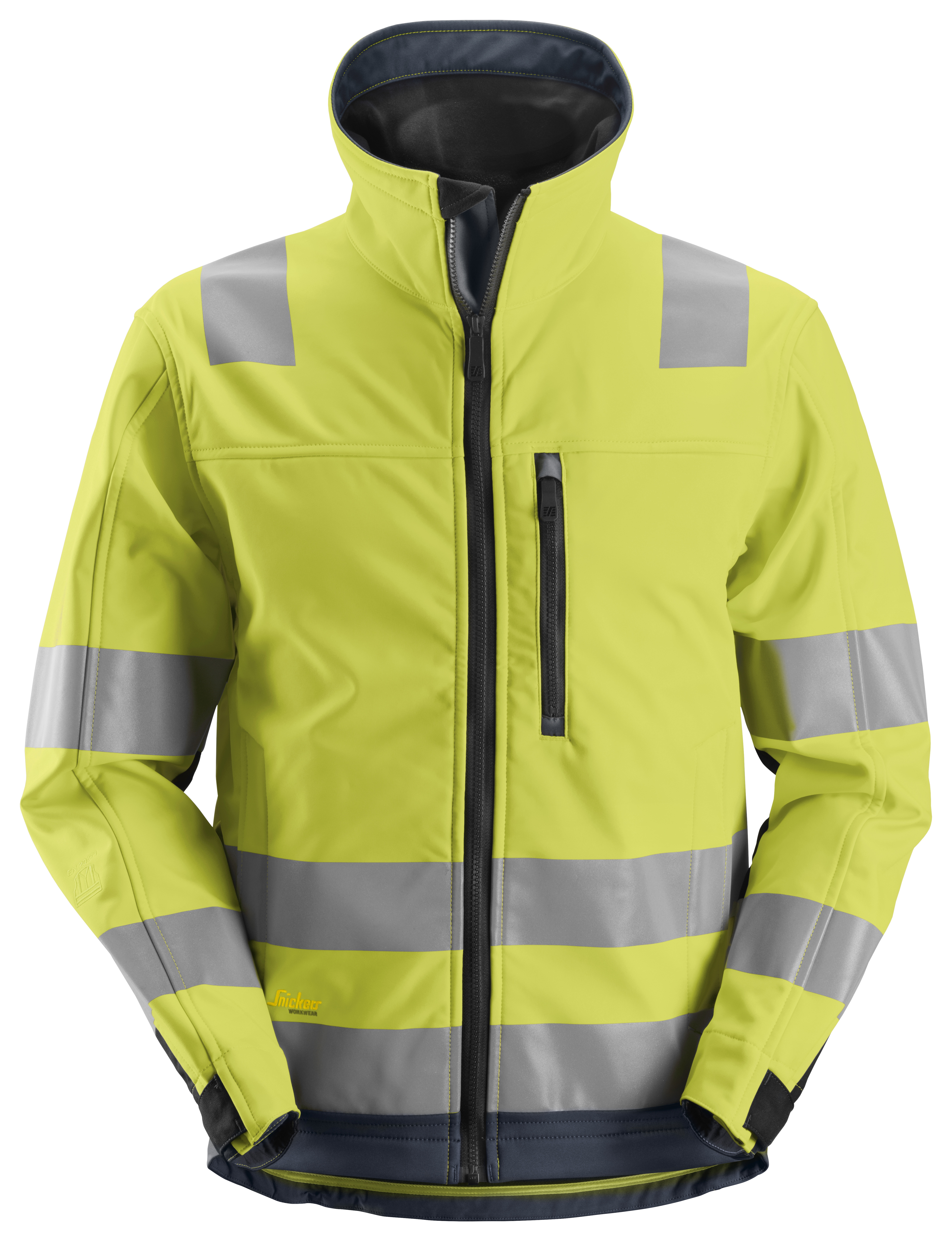 Snickers AllroundWork, High-Vis-Softshell-Arbeitsjacke, Warnschutzklasse 3 6 signalgelb-navy