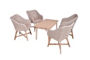 Vorschaubild Garden Pleasure Gartenmöbel Set PUEBLO / OAKLAND, Tisch 100 x 60 x 55 + 4 Sessel, Akazie / Polyrattan Zimtbraun / Kissen 100 % Polyester Taupe