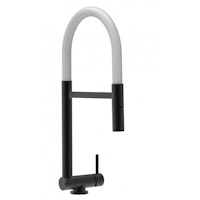 Wasserhahn Vorfenster Küchenarmatur, Umklappbar 4,5 CM, mit 360° schwenkbarem Auslauf, abnehmbare 2 strahl Handbrause, Schwarz Matt / Weiß