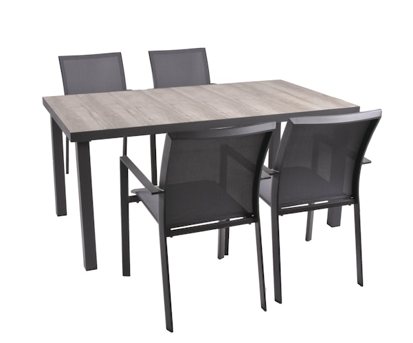 Garden Pleasure Tisch RANA 162 x 90 cm, Aluminium Dunkelgrau / Keramik Eiche