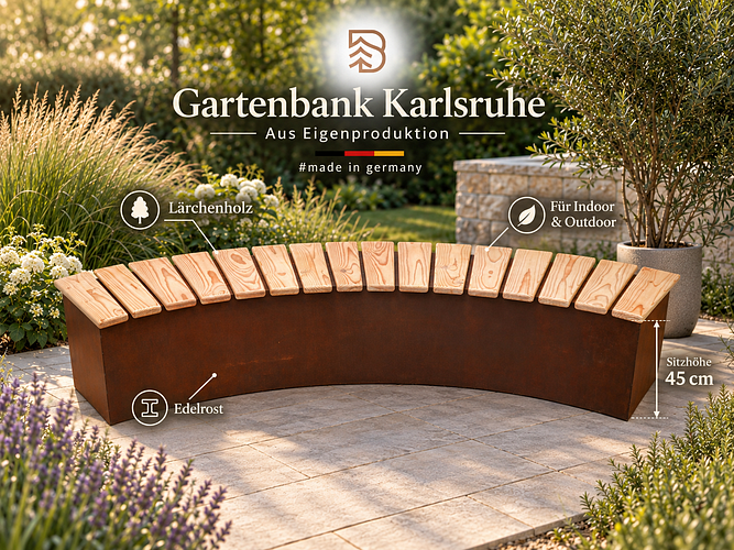Badeko Sitzbank „Modell Karlsruhe“ 200 cm in Edelrostoptik