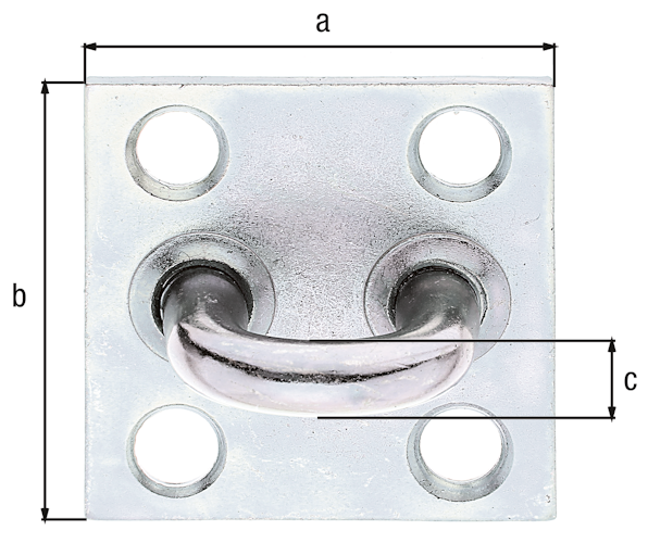 Alberts® Öse auf Platte, galvanisch verzinkt, dickschichtpassiviert, LxB Platte 50x50 mm 348519
