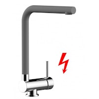 NIEDERDRUCK Wasserhahn Vorfenster Küchenarmatur, Umklappbar 6 CM, mit 360° schwenkbarem L-Auslauf, Verchromt / Zement Granit