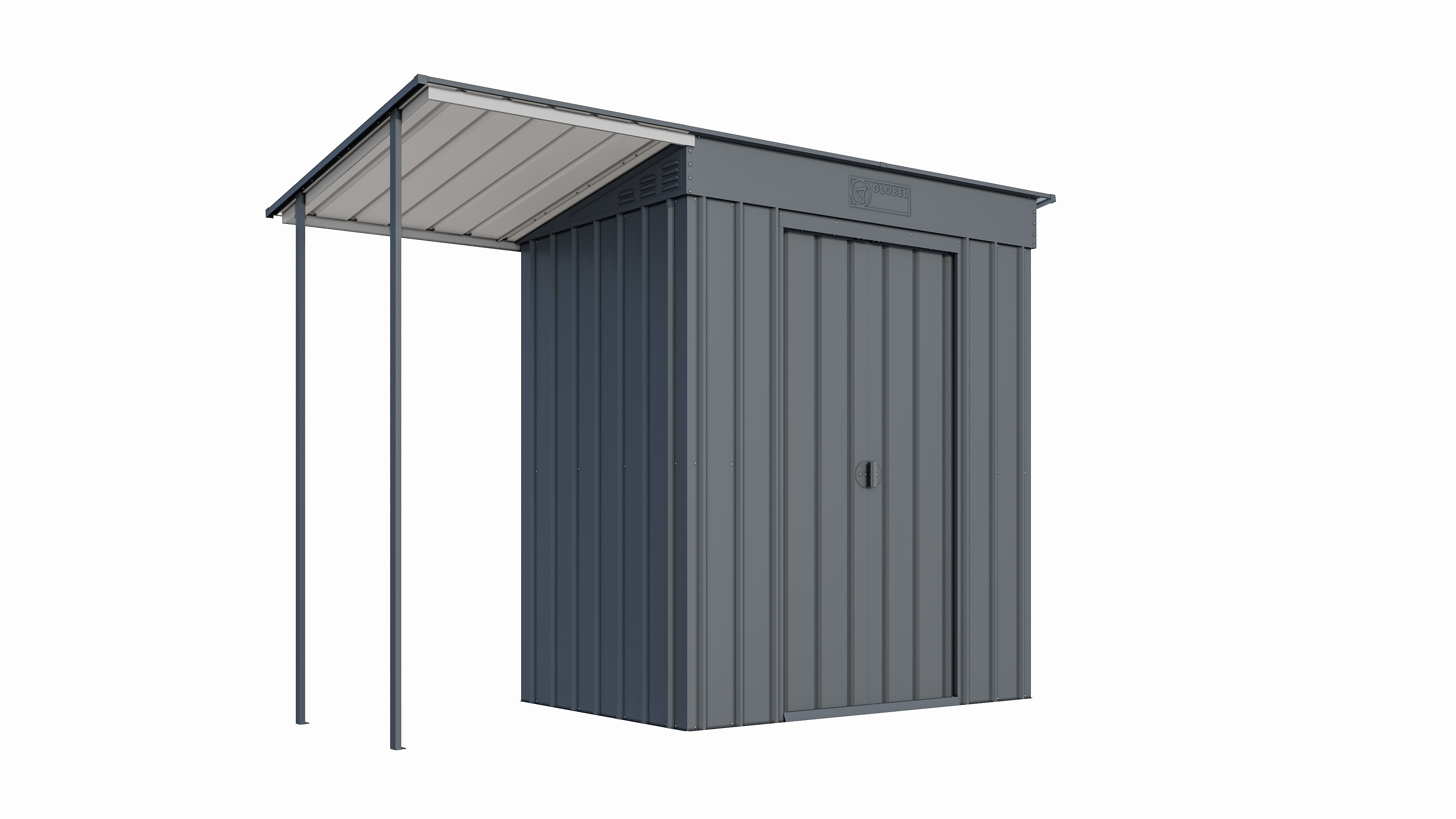 Globel Metallgerätehaus Skillion S64 - S84 anthrazit Set inkl. Schleppdach 171 x 113 cm (Modell S64) Anthrazit
