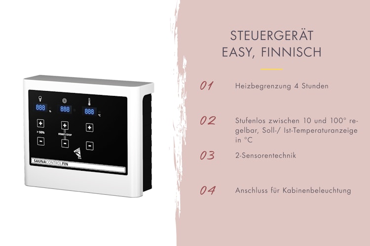 Karibu 11 kW Saunaofen finnisch anthrazit inkl. Steuergerät EASY weiß - Sparset