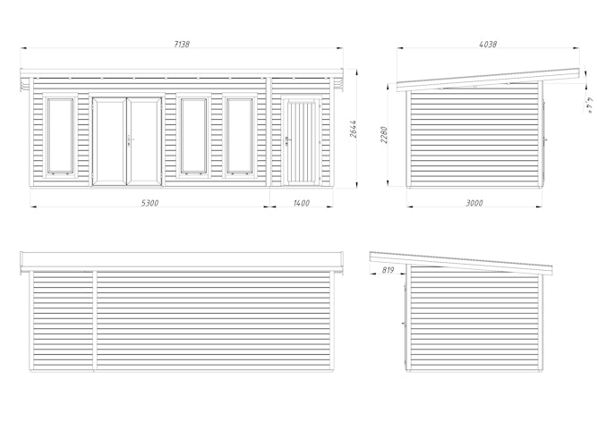 Palmako Gartenhaus Aurelia 19,2 m² - 44 mm