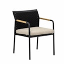 Vorschaubild B-Ware Apple Bee Armlehnstuhl ELLE BELT Dining, Aluminium Schwarz / Rope Schwarz / Kissen BEE WETT (100 % Polypropylen) Natural Oak