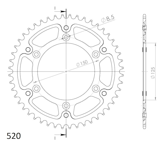 Supersprox Stealth-Kettenrad 520 49Z (Schwarz)
