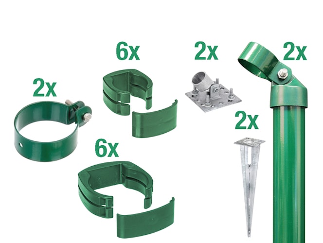Alberts® Zaunanschl.-Set f. WG, grün kstb.,m.Einschlag-B.,f.Pfosten ⌀60 mm,f.Höhe 1220 mm 601843