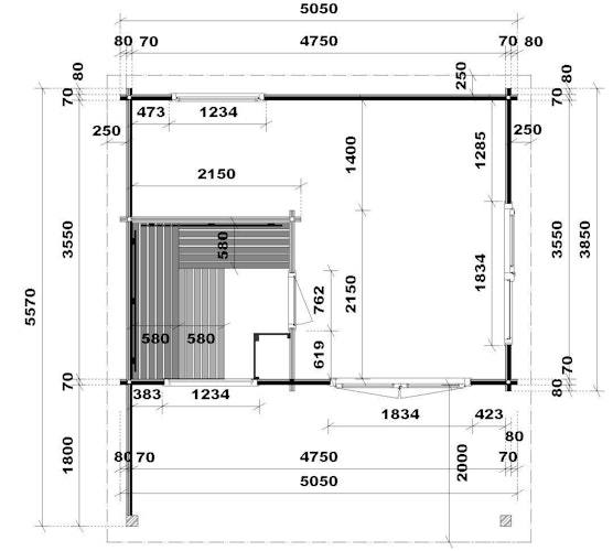 Infraworld Gartensauna Bella 1 - 70 mm