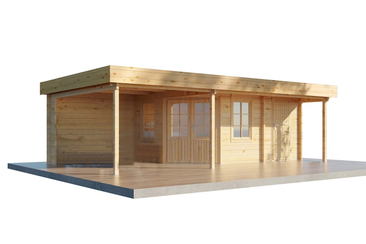 Wolff Finnhaus Gartenhaus Gunda 7228 inkl. Anbaudach - 40 mm 