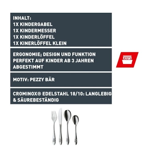 Silit PEZZY Kinderbesteck-Set 4-Teilig Spülmaschinengeeinet