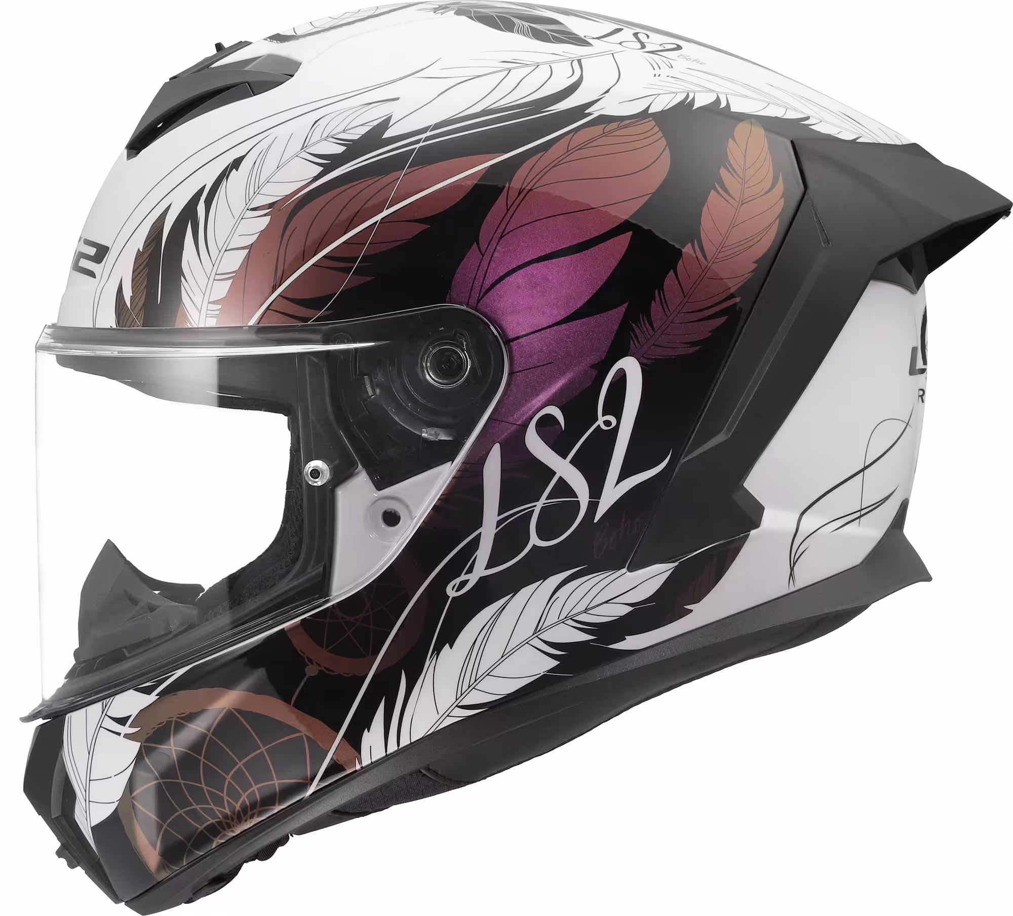 LS2 Integralhelm FF820 Rapid III Boho Weiß Schwarz Pink XS
