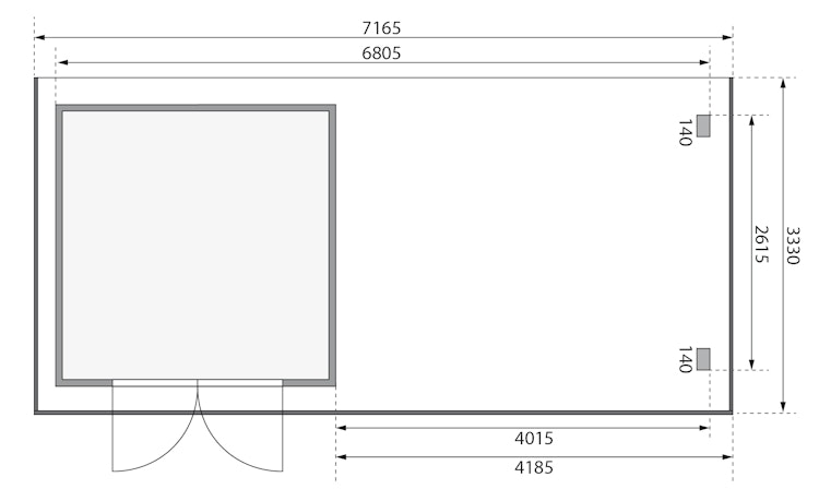 Karibu Woodfeeling Gartenhaus Trittau 3/4/5 inkl. 400 cm Anbaudach - 38 mm