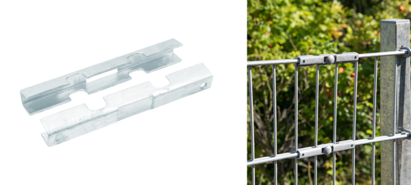 Alberts® Mattenverbinder für Doppelstab-Gittermatten,feuerv.grün,f.PF ⌀48mm m.Bohrung 673338