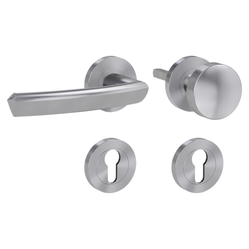 Griffwerk Jette JETTE CRYSTAL Schraubtechnik -Edelstahl matt Rosettengarnitur -Schraubt. -Knopf R2 -WL -TS 40-45mm