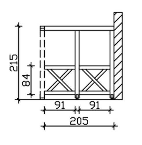 Skan Holz Andreaskreuz-Seitenwand für Terrassenüberdachung Leimholz + Venezia