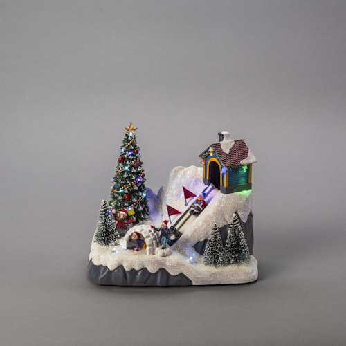 Konstsmide Weihnachtsbeleuchtung LED Szenerie Rodelbahn mit Musik 19 bunte Dioden