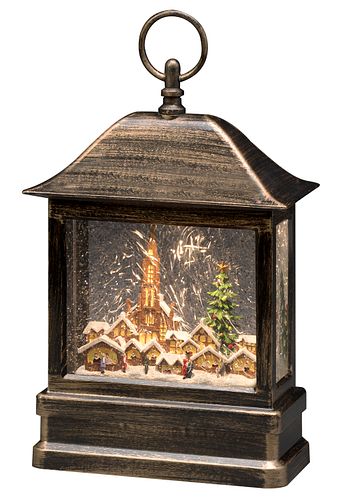 Konstsmide Weihnachtsbeleuchtung  LED Schneelaterne mit Kirche wassergefüllt