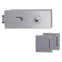 Vorschaubild Griffwerk PURISTO 1.0 -Edelstahl matt Ganzglastürbeschlagset -3-teiliger Bandsatz -ohne Griff -PZ, WC Knaufzylinder Schlossgegenseite